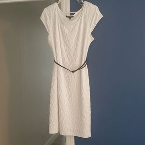 Size 16 Sharagano White Dress with cap sleeves.